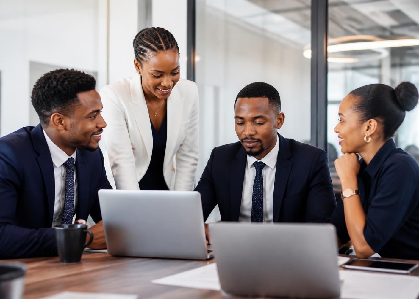 Colleagues working together in a bright modern office